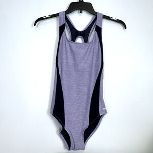 TYR Women's Maxifit Splice Swimsuit Size 10 Purple Dark Blue One Piece Durafast